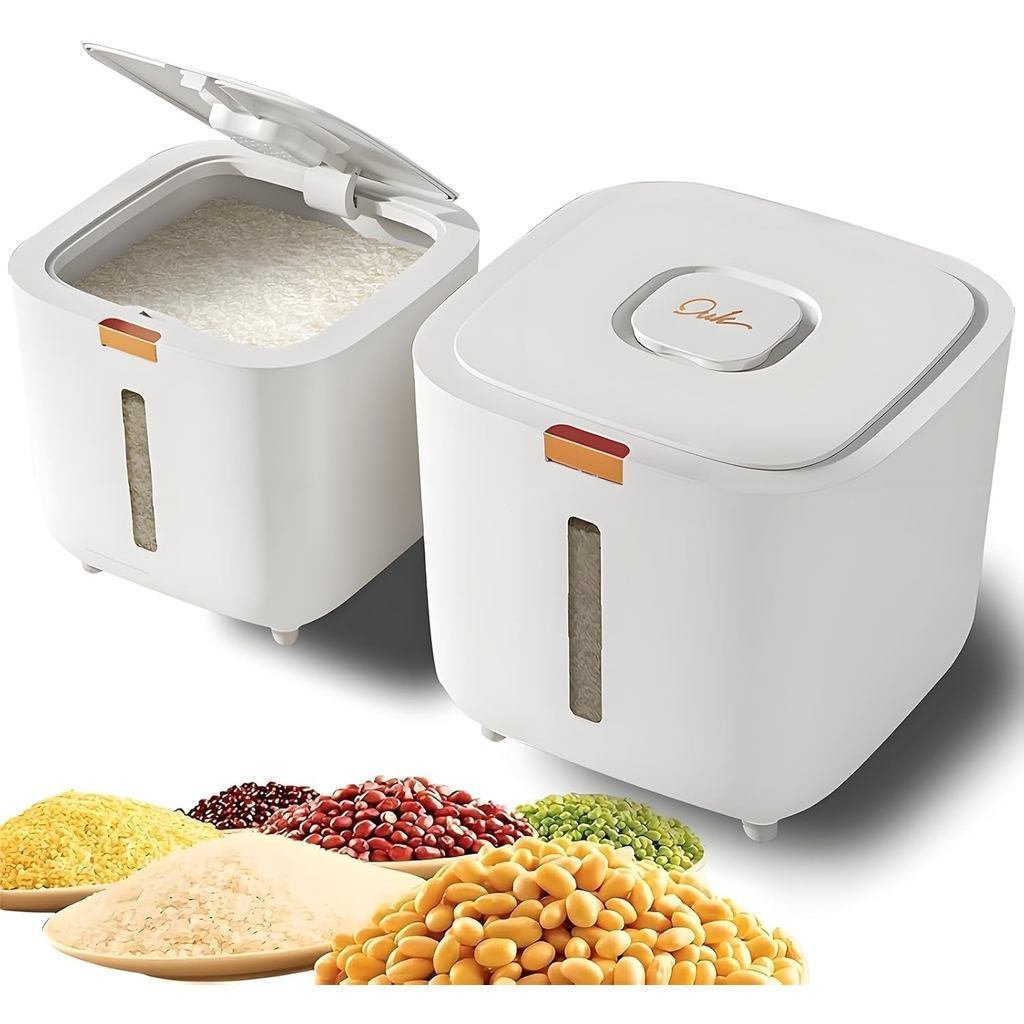 2-PackAirtightRiceStorageContainerswithLockingLidPremiumKitchen&PantryOrganizationSolutionforice,Flo