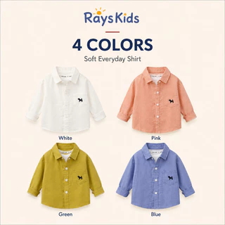 🌞【ส่งจากกทม】เสื้อเชิ้ตเด็กผู้ชาย แขนยาว สีขาว ผ้าฝ้าย ปักลายสุนัข คอปก แฟชั่น ใส่ทุกวัน 3-8ปี