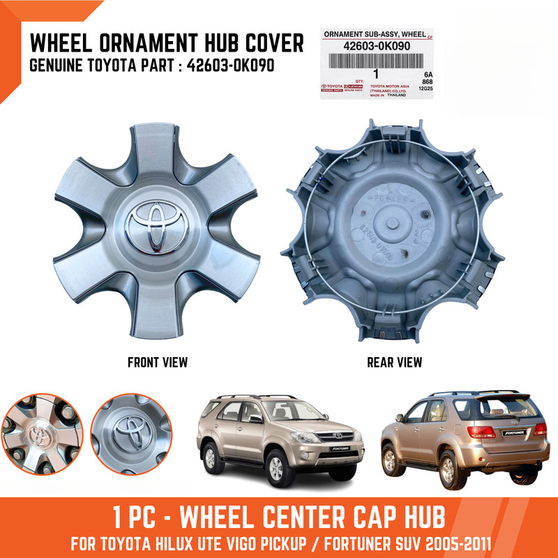 1/4 ชิ้นศูนย์ล้อ Hub Caps Fit สําหรับ Toyota Hilux Fortuner 05-11 N50 N60 42603-0K090