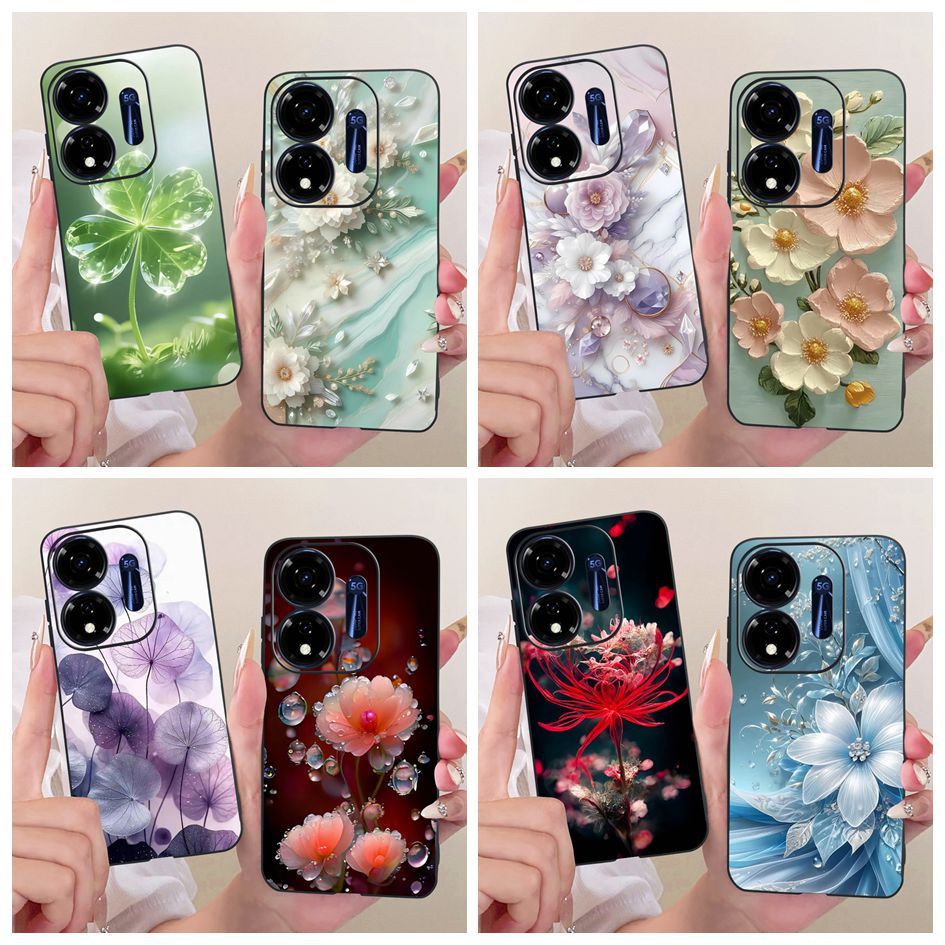 เคสโทรศัพท์สําหรับ Itel P55 4G A666L A666LN / P55 5G P661N P665L / Power 55 5G ปลอกแฟชั่นดอกไม้ผีเสื