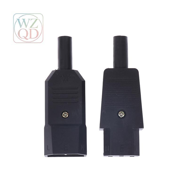 [WZQD] 16A 250V Bla IEC ปลั๊กสายเคเบิลตรงขั้วต่อ C13 C14 ชายหญิงปลั๊ก Rewirable Power Connector 3 Pin AC Soet
