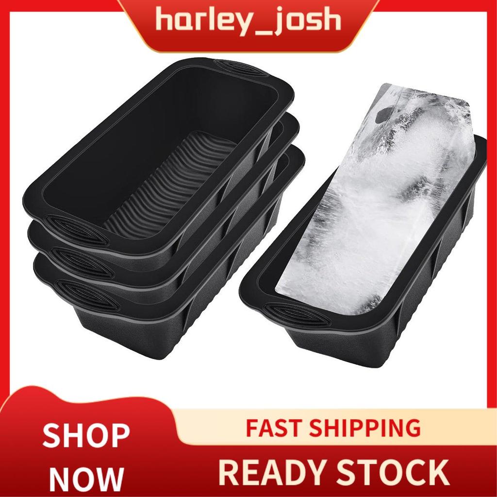 harley_josh 4 ชิ้น Ice Block Mold 9.4Lbs Ice-Cubes สําหรับ Cold Plunge หรือ Coolers สีดําซิลิโคนแม่พ