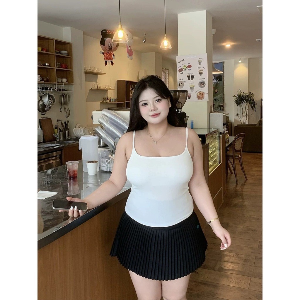 เสื้อสายเดี่ยวผ้าเรยอน มีฟองน้ำ สายปรับได้ สีสันสดใสต้อนรับซัมเมอร์ สาวพลัสไซส์
