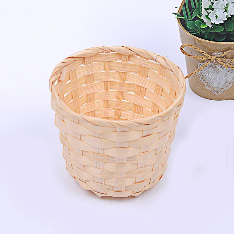 ADTH ใหม่ Handmade ไม้ไผ่หม้อ Wier ตะกร้าฟาง Patchwork Wier หวาย Seagrass Storage Organizer เนอสเซอร