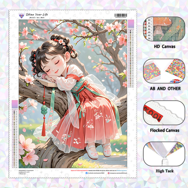 [PL อัพเกรดเพชร AB + ผ้าล็อค] การ์ตูนอะนิเมะสาวเพชรจิตรกรรมงานฝีมือ DIY เพชรโมเสคเย็บปักถักร้อยศิลปะคริสตัลครอสติสตกแต่งบ้าน