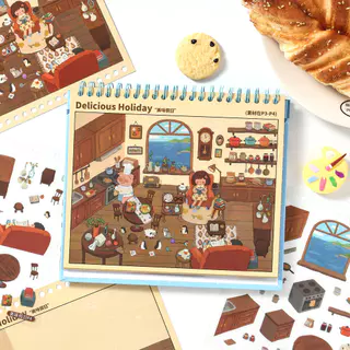 WEI 31 ชิ้น [Dreamy Town Series] สติ๊กเกอร์ภูมิทัศน์ Island Farm Camping Train Kitchen Journal เครื่องเขียนตกแต่ง