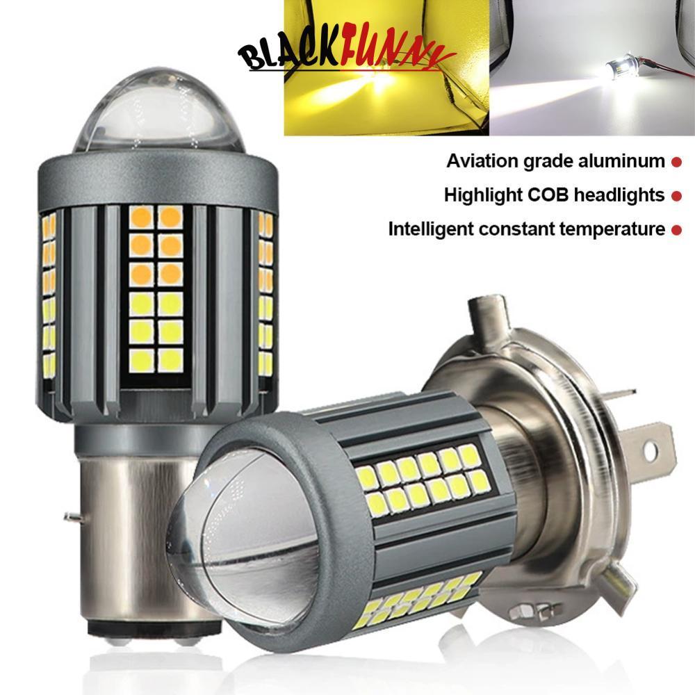 BLACKFUNNY 1 ชิ้นรถจักรยานยนต์ Led ไฟหน้า H4 BA20D ไฟหน้าโปรเจคเตอร์เลนส์ Moto สัญญาณหลอดไฟสีขาวสีเห