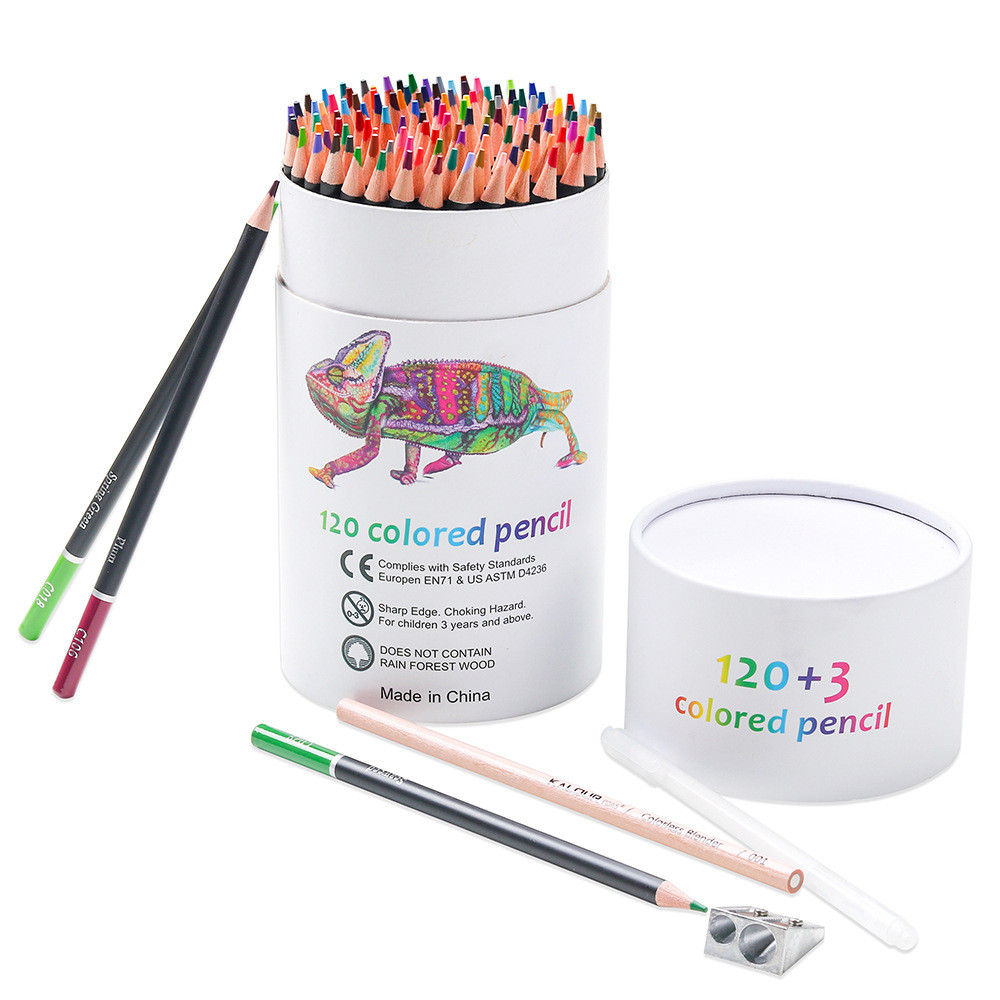 สไตล์ใหม่ KALOUR 123 ชิ้นสี HB ดินสอ 120 สีมือวาด Graffiti ผิวมันสีตะกั่วภาพวาดสีชุดตะกั่ว