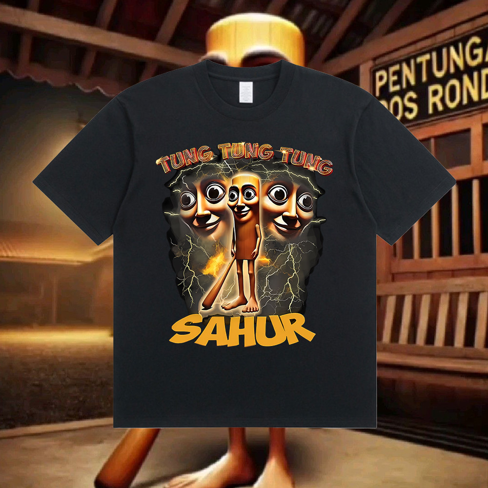 Dearm Tung Tung Tung Sahur เสื้อท็อปแขนสั้นสําหรับผู้ชายและผู้หญิงหลวมและลําลองดูดซับเหงื่อแห้งเร็ว