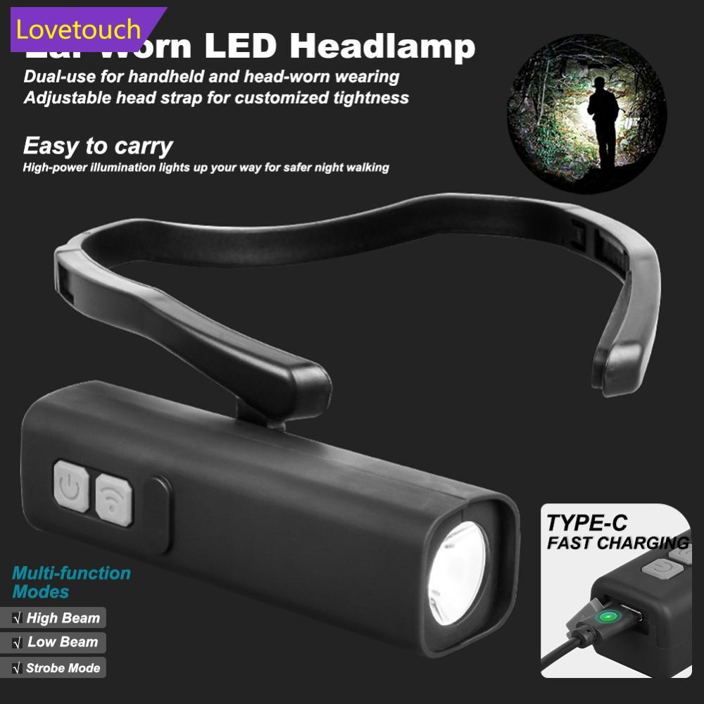 LOVETOUCH ชาร์จ LED คลิปหูไฟหน้ากันน้ํา Bright ไฟฉายสําหรับตกปลาเดินป่าวิ่งขี่จักรยาน Q8T3