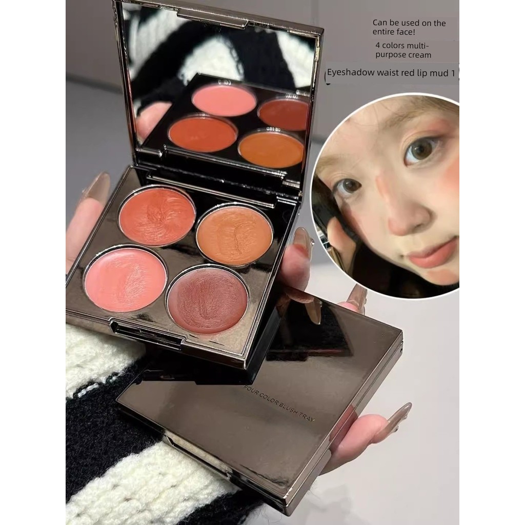 naree บลัชออน ครีมบลัช 4u2 Olive Skin Happy ~ Four-Color Multi-Purpose Cream Eyeshadow Palette ลิปสต