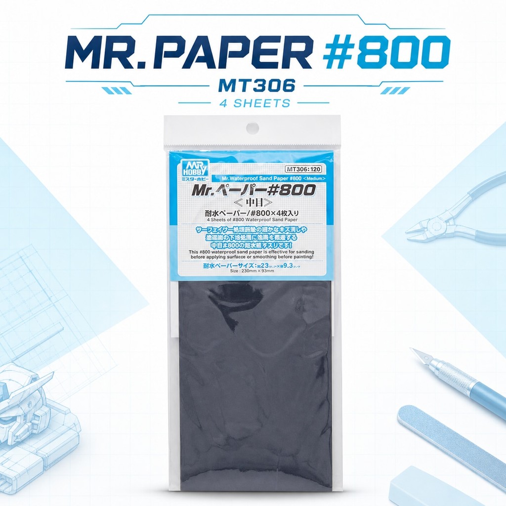 กระดาษทรายขัดโมเดล Mr. Hobby MT306 Mr. Paper เบอร์ #800 เซ็ต 4 แผ่น ขัดผิวพลาสติก กันพลา