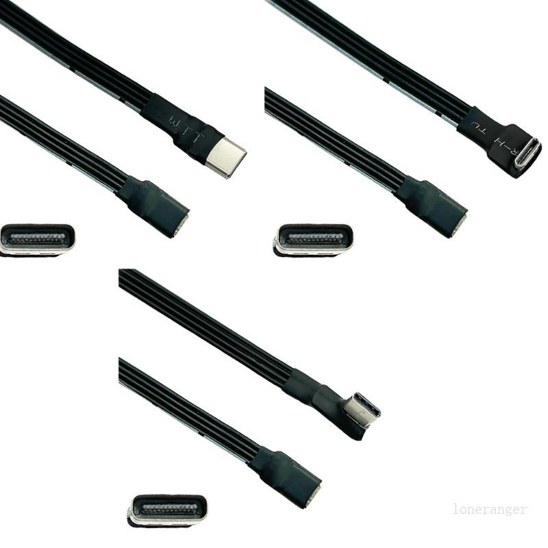 Loner USB C Male to USB C Female Extension Cable 90 องศา Ribbon Flat USB C Cable