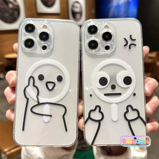 เคสโทรศัพท์โปร่งใสแม่เหล็กตลกและตลกสําหรับ iPhone 17, 16, 15, 15pro, 15plus, 14, 14pro, 14plus, 13, 13pro, 12, 11, 11pro