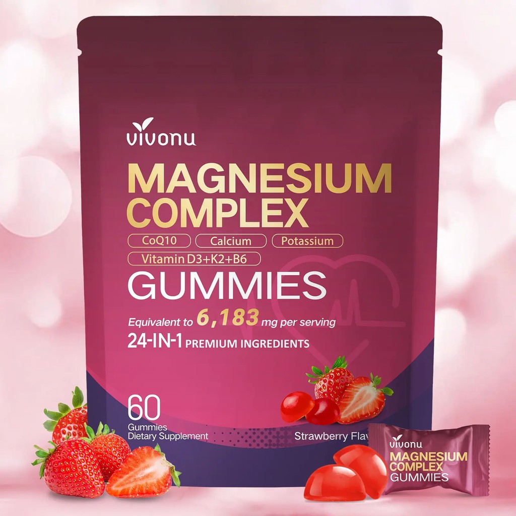24in1 Magnesium Gummies 6183mg Magnesium Complex for Women & Men with Magnesium Glycinate Citrate Ma