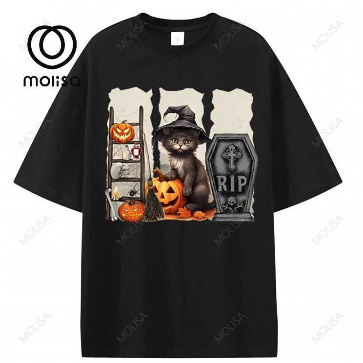Molisa เสื้อยืด Oversize Halloween เสื้อแฟชั่น Printed T-Shirt ผ้า Cotton100% เสื้อยืดสกรีนลาย 68264#