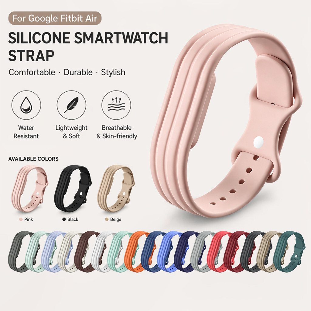 สายรัดซิลิโคนสําหรับ Google Fitbit Air Band สายรัดแบบมีรูแบบนุ่มแบบปรับได้สายรัดข้อมือกันน้ําสําหรับฟิตเนสเดินป่าวิ่ง