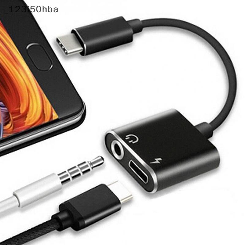อะแดปเตอร์ HBA ชาร์จหูฟังแบบ2 in 1 Type-C ถึง3.5มม. หัวแจ็คสายสัญญาณเสียง AUX USB C PH