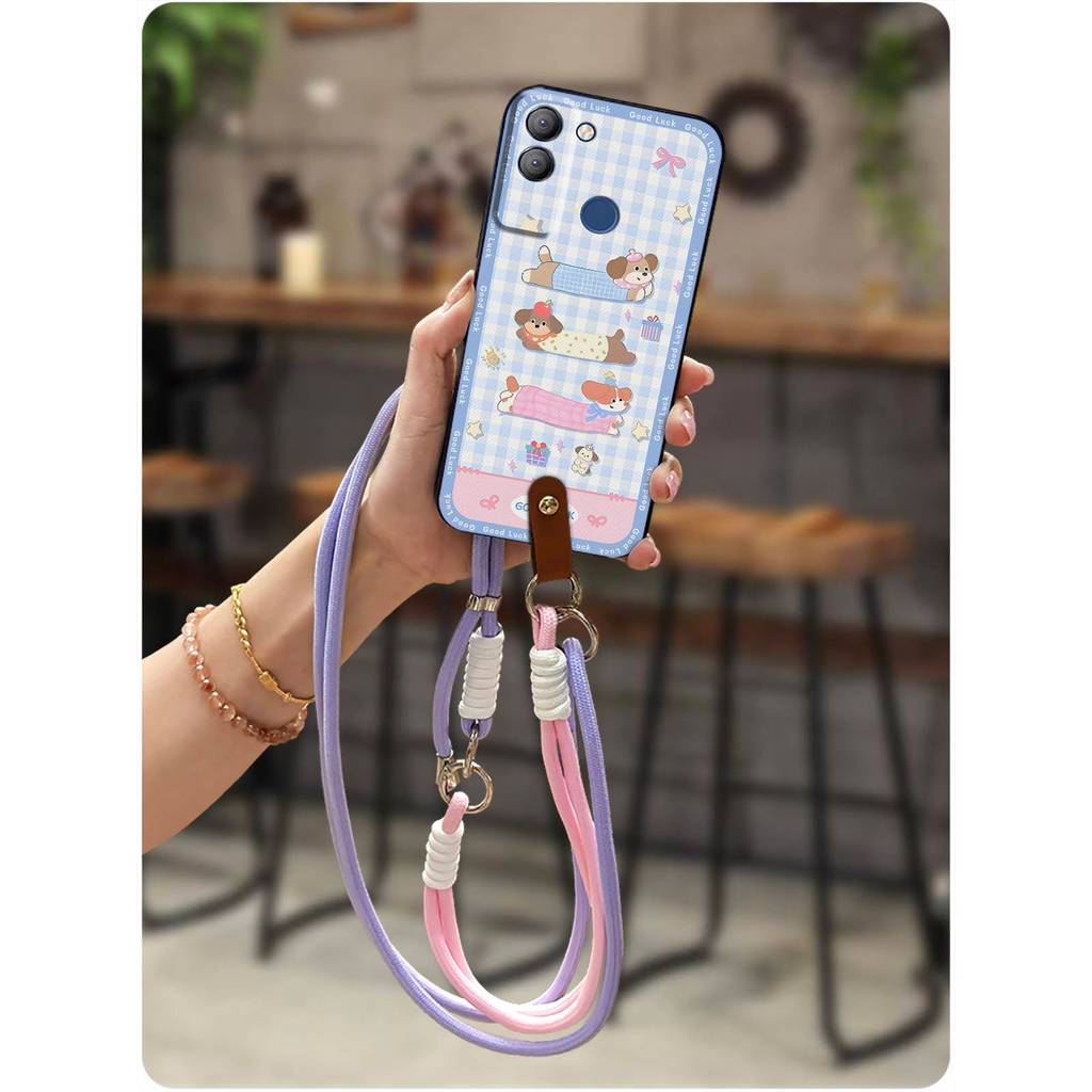 เคสโทรศัพท์กันน้ําแนวทแยงสําหรับ Tecno POP5 LTE/BD4 น่ารักป้องกันฝุ่นสร้อยคอ Anti-knock Crossbody กา