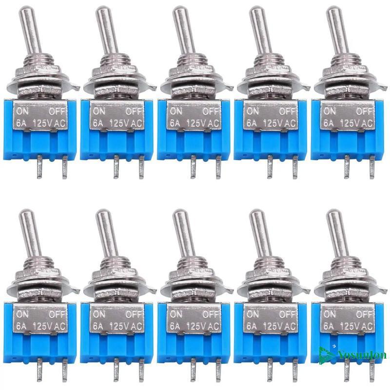 YosunJon] 10 ชิ้น DPDT Mini Toggle Switch 2pin 2 ตําแหน่งเปิด/ปิด Miniature Toggle Switch 6A 125V To