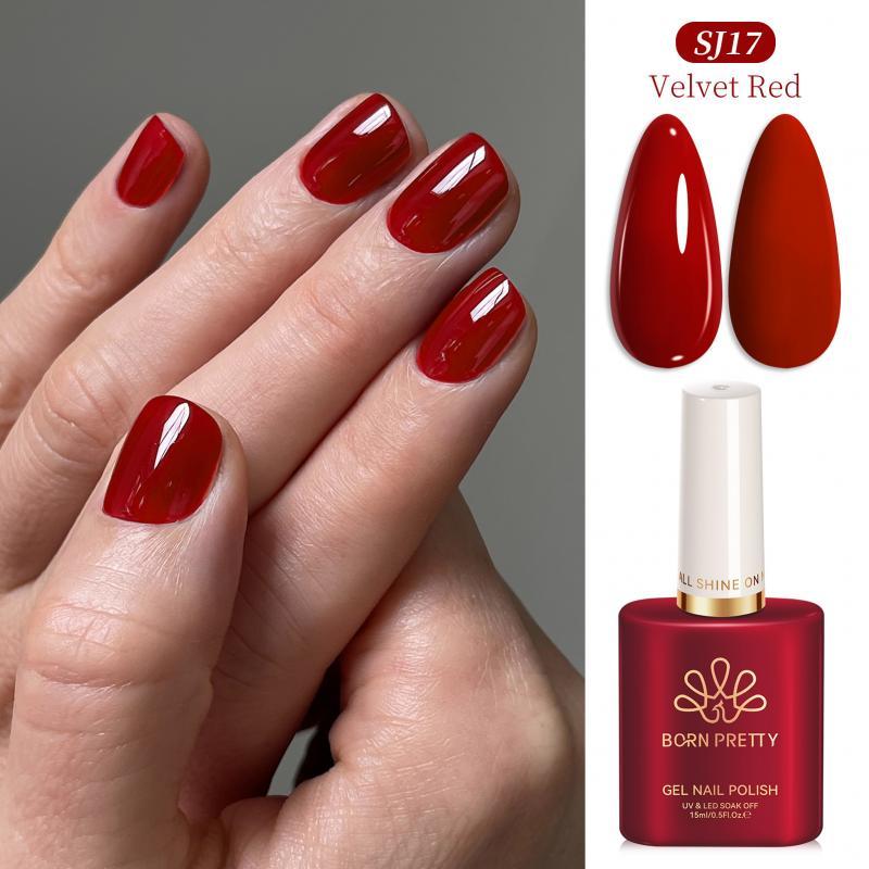 【Local】BORN PRETTY กํามะหยี่สีแดงเล็บเจลเล็บติดทนนานเล็บอุปกรณ์ Soak off UV LED เจลเคลือบเงา