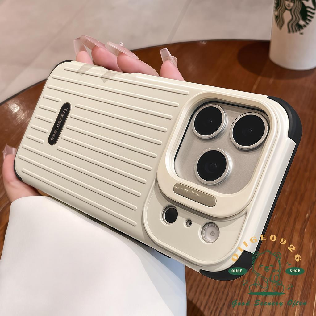 Anti-fall กระเป๋าเดินทางเลนส์ Bracket เคสโทรศัพท์ iphone17 Pro Max 16 15 14 13 สําหรับ iPhone เคสซิลิโคน soft shell TPU กันกระแทก