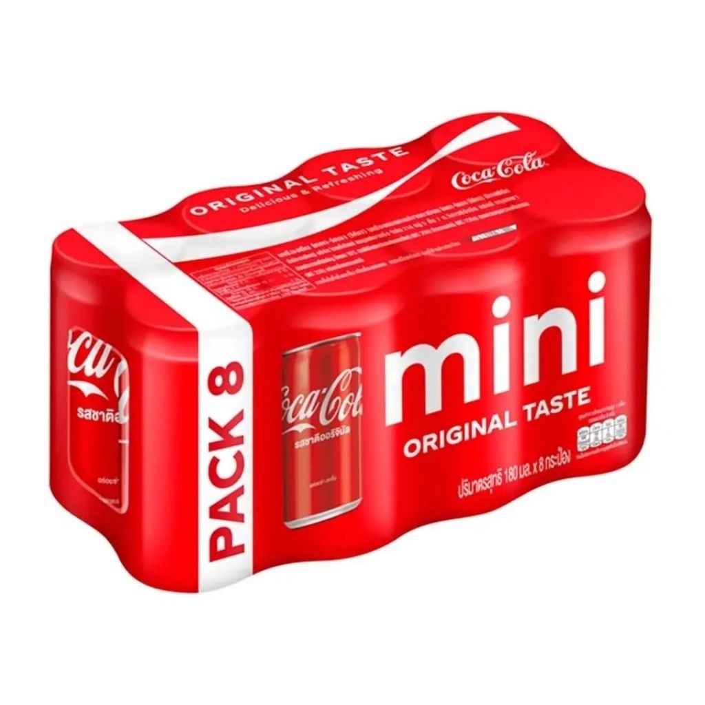 โค้ก น้ำอัดลมรสออริจินัล Coke Original 180ml. Pack8