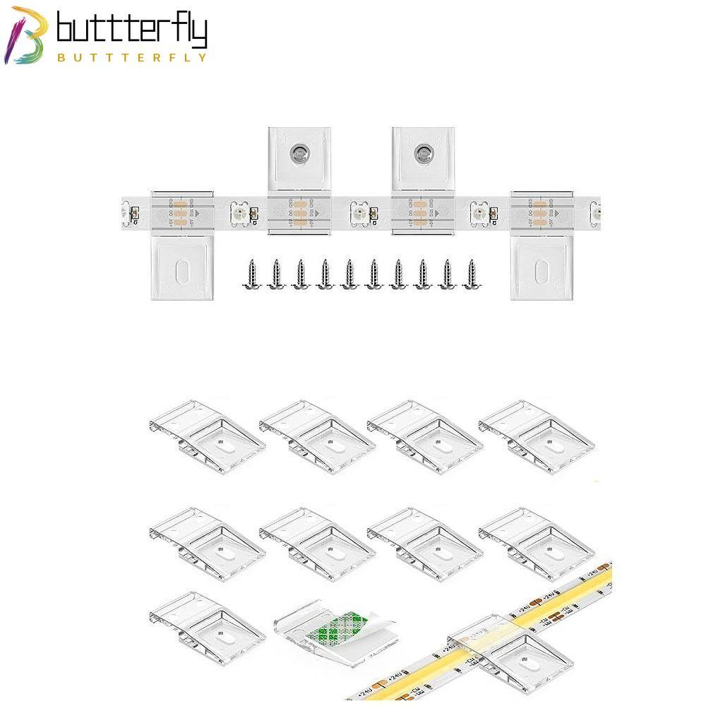 BUTTTERFLY 10 มม.PCB LED Light Strip คลิป,สายไฟ FCOB COB SK6812 RGBW คลิปพร้อมสกรู, Light Strip Clam
