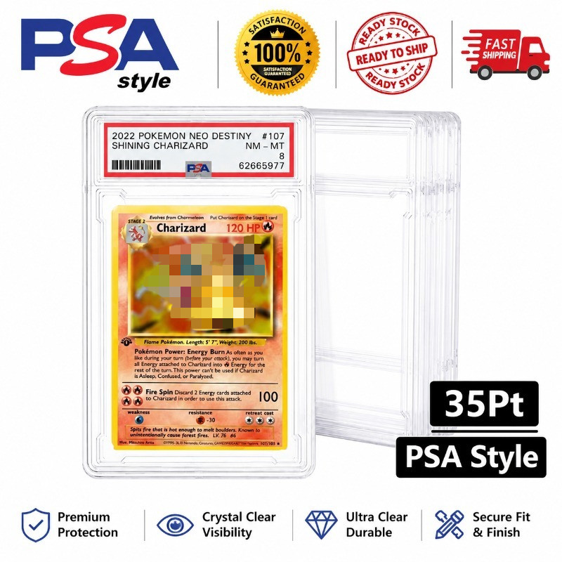 PSA Graded Card Slab, UV Protection Sturdy 35PT Card Box, ที่ใส่บัตรแบบถอดได้โปร่งใสที่ทนทานคุณภาพสูง