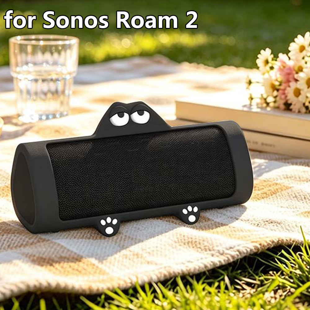 เคสซิลิโคนอ่อนนุ่มสําหรับลําโพงพกพาบลูทูธ Sonos Roam 2, กระเป๋าเดินทางแบบตั้งได้เคสป้องกันลําโพง