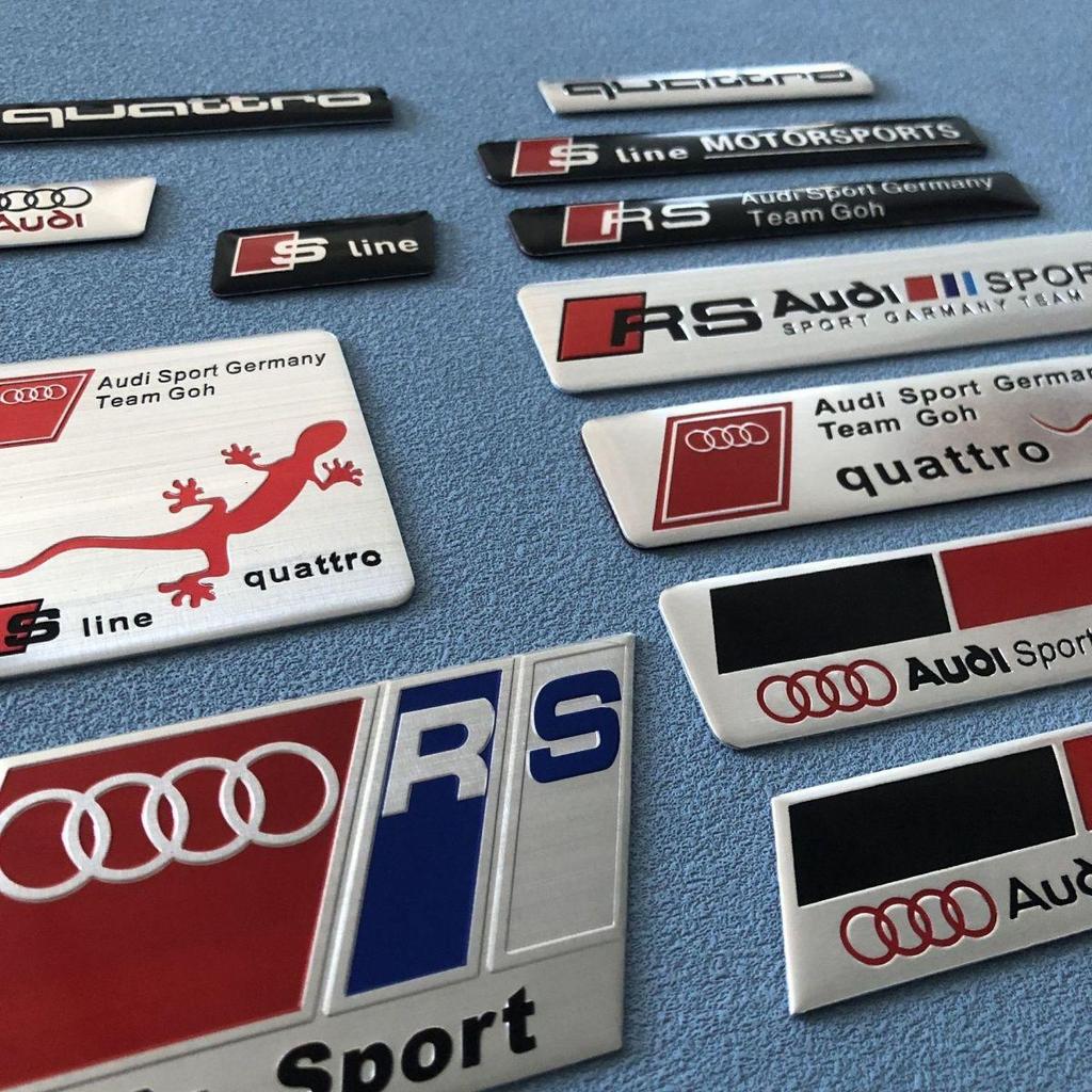 Suitable for AUDI car window logo stickers, made of aluminum alloy, A4, RS4, A5, A6, Q3 rear decorat