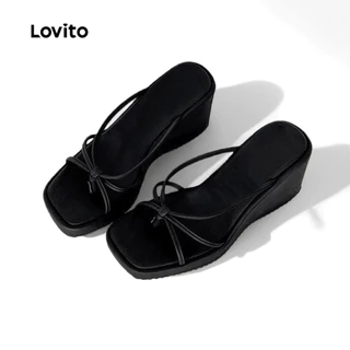 Lovito วันหยุด รองเท sandal แบบ Classic และรองเท้าแตะเรียบง่ายสำหรับผู้หญิง LFA91159