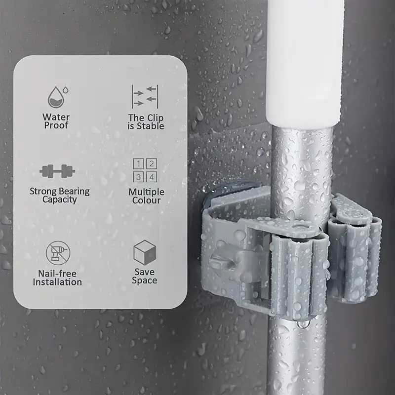 GANTUNGAN TaffHOME Mop Broom Holder Clamp Waterproof Mop Broom Hanger 2 PCS Original Premium