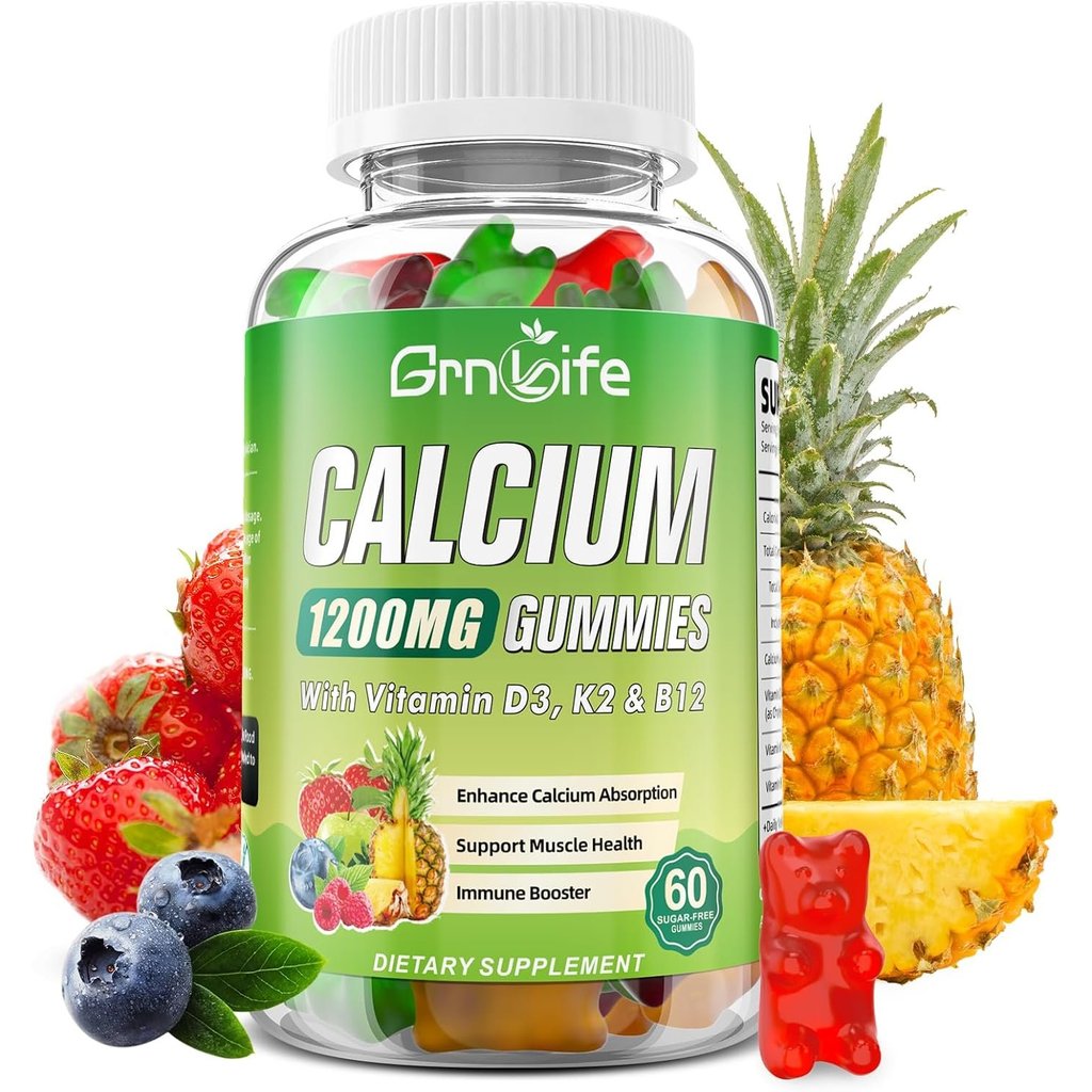 Calcium Citrate 1200mg with Vitamin D3 Supplements Gummies for Women & Men, Calcium Gummies with Vit
