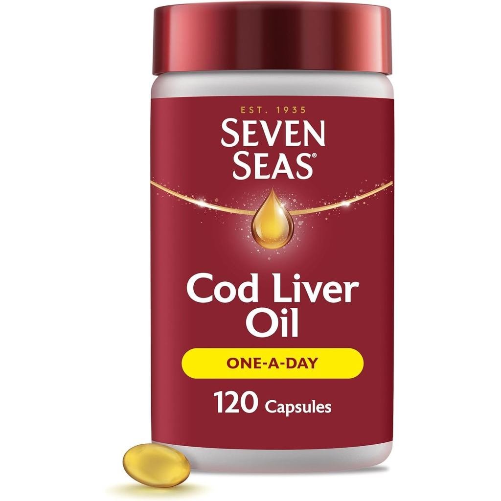 Seven Seas Cod r Oil ADay Omega3 Oil และ D 120 แคปซูล 4 เดือน ply