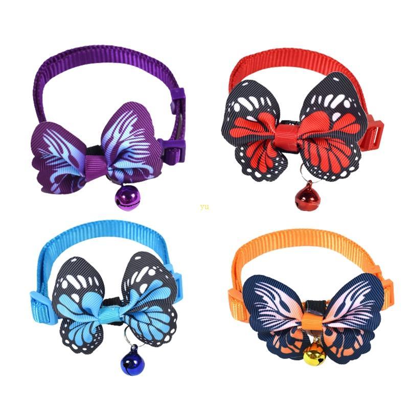 Yu Cats Collars Quick Release Cats Collar with Bell and Tie for Butterfly 4 ตัวเลือกสําหรับสัตว์เลี้