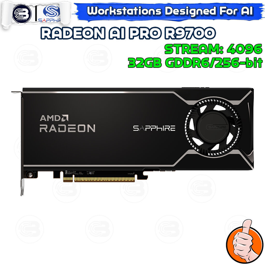 [CoolBlasterThai] SAPPHIRE AMD RADEON AI PRO R9700 32GB GDDR6 (3Y-ARC)