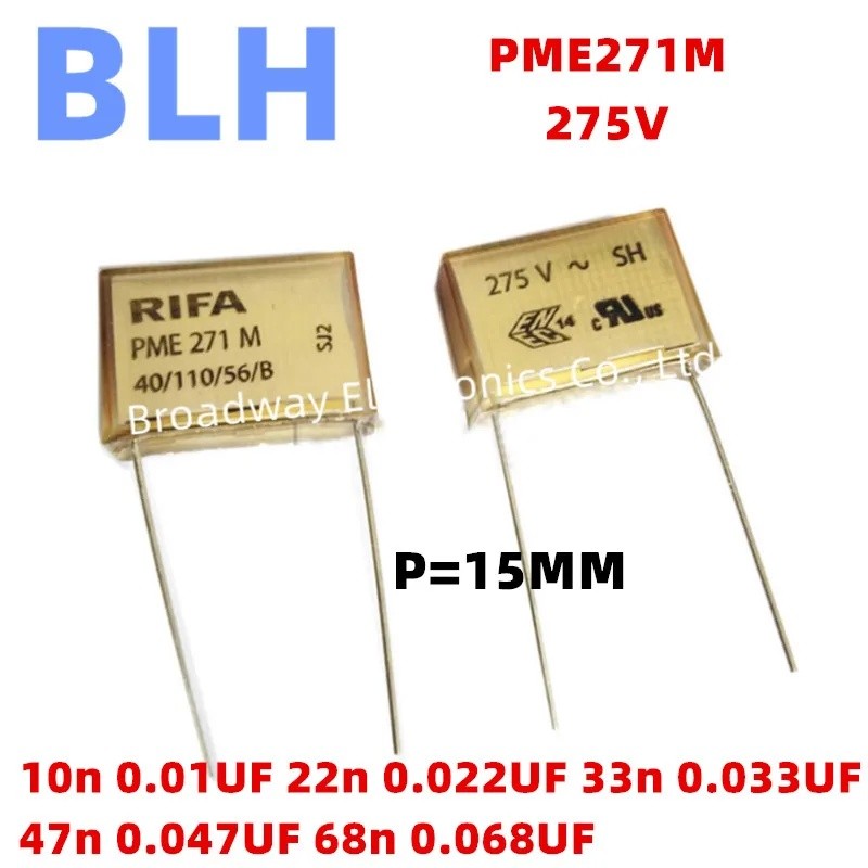 ฟิล์มตัวเก็บประจุ PME271M PME271 X2 275V P15 15MM 10n 0.01uf 103 22n 0.022uf 223 33n 0.033uf 333 47n