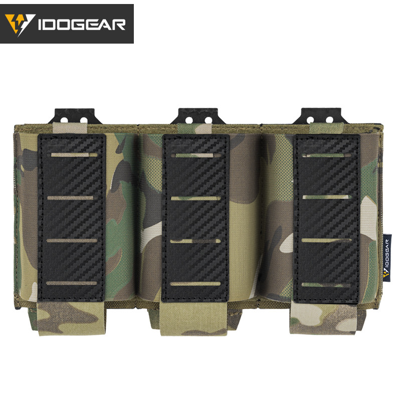 IDOGEAR Triple Mag กระเป๋าสําหรับ 5.56 Mag คาร์บอนไฟเบอร์ไนลอน MOLLE ยืดหยุ่นน้ําหนักเบา Anti-slip 3592