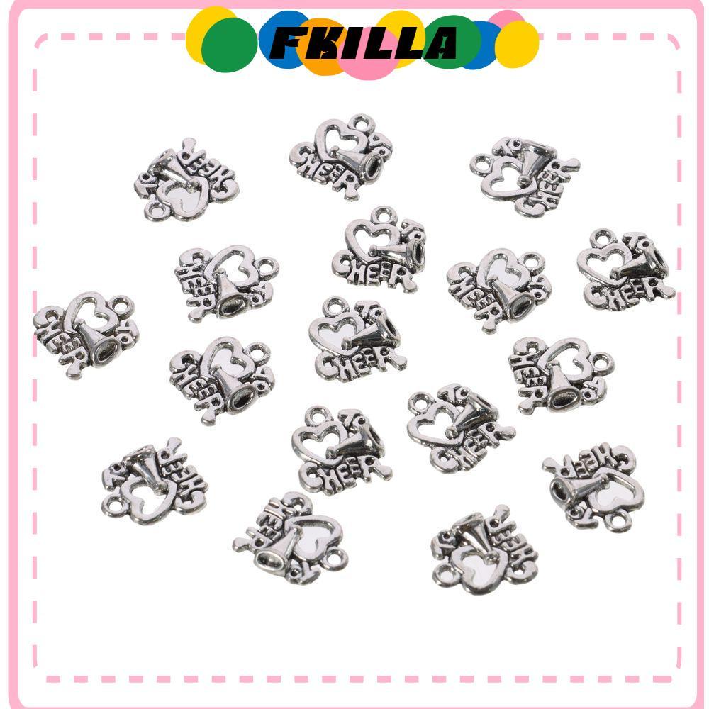 FKI 50 ชิ้นรูปหัวใจ Cheer Horn Charms, Sliver 17x16 มิลลิเมตร Cheer Leading Theme Charms, I Heart To