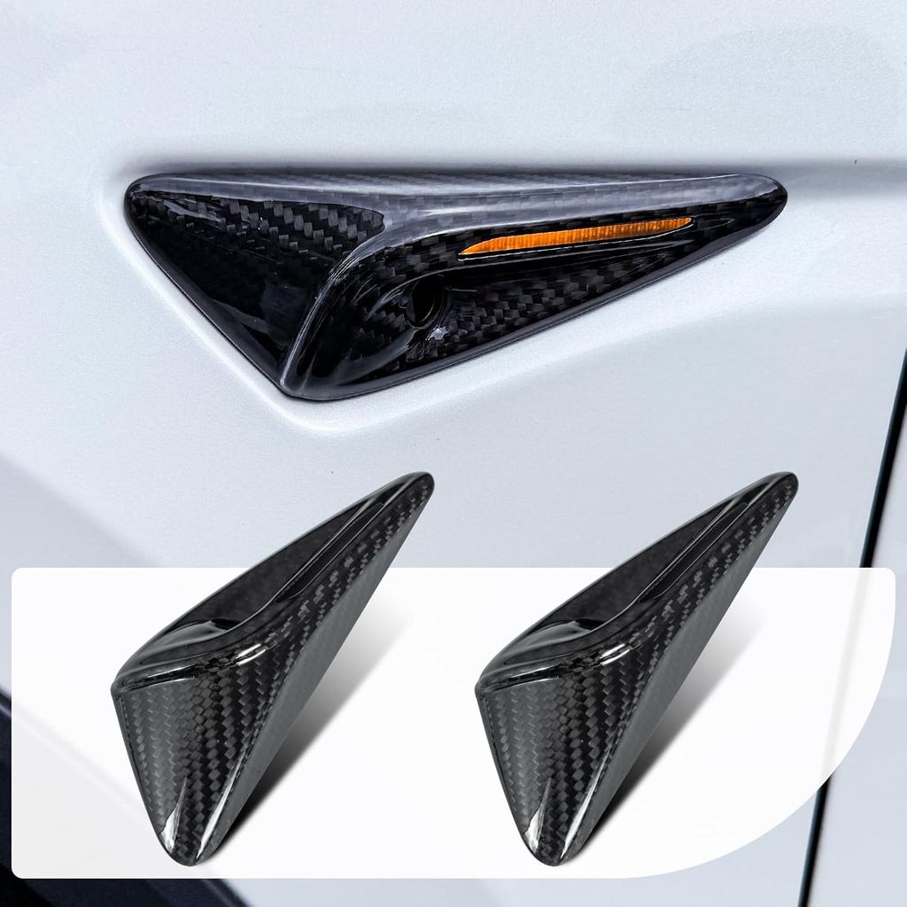 Fit สําหรับ 2023.10-2025 Tesla รุ่น 3 และ 2025 รุ่น Y คาร์บอนไฟเบอร์ด้านข้างกล้อง Protector ใช้งานร่