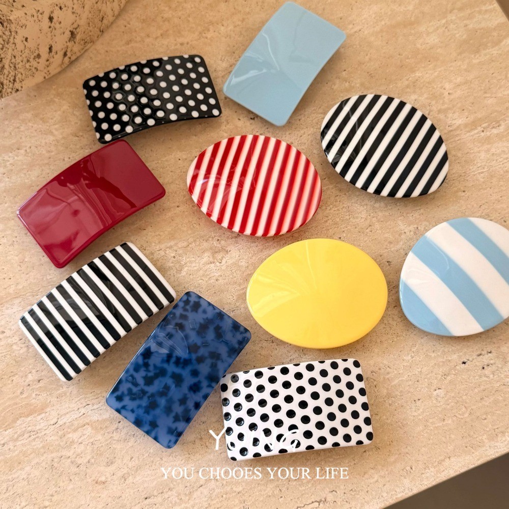 Yoing/Dopamine Design Polka Dot Square กิ๊บติดผมสไตล์เกาหลีเรขาคณิตรูปไข่ฤดูใบไม้ผลิคลิป Headdress