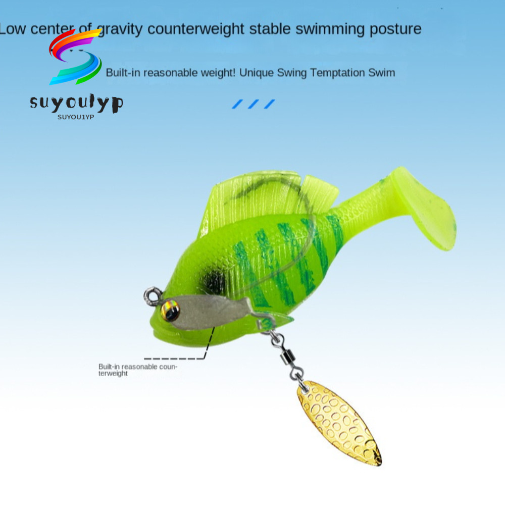 SUYOUMY เหยื่อเบสนุ่มพร้อมตะขอตะกั่ว Jig Dark Sleeper SwimBit, Pike Swimbait Bass Minnow Lure