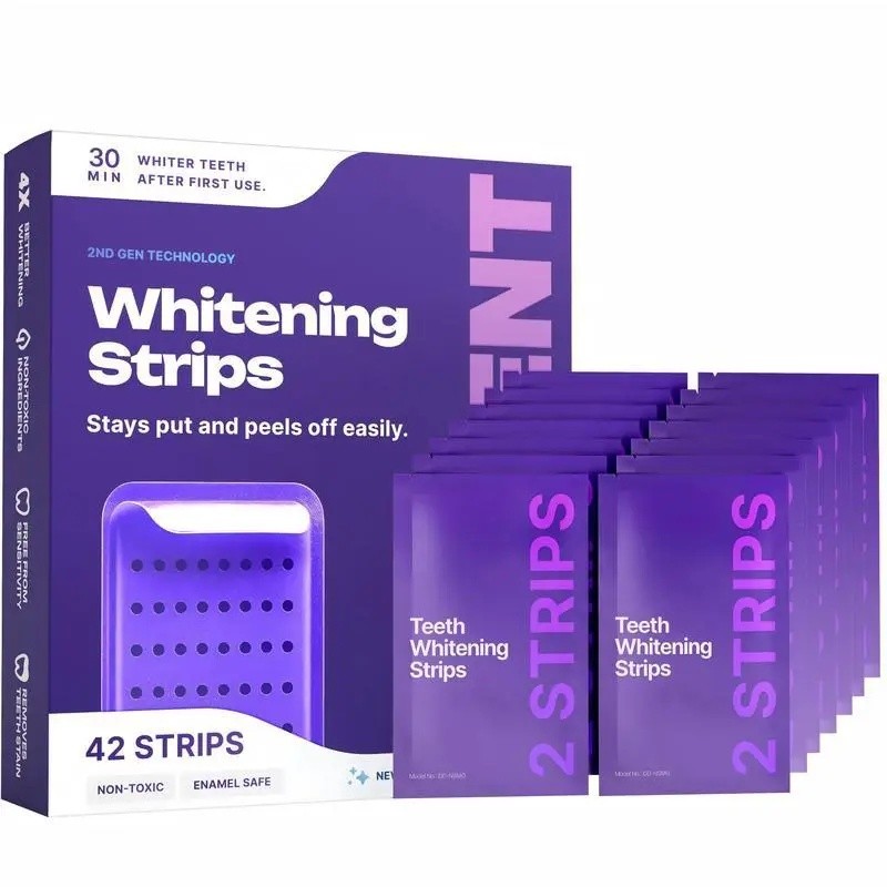 DRDENT Purple Tooth Whitening Strips-42 strips 21 Whitening Sessions - ปลอดภัยสําหรับเคลือบฟัน - Non
