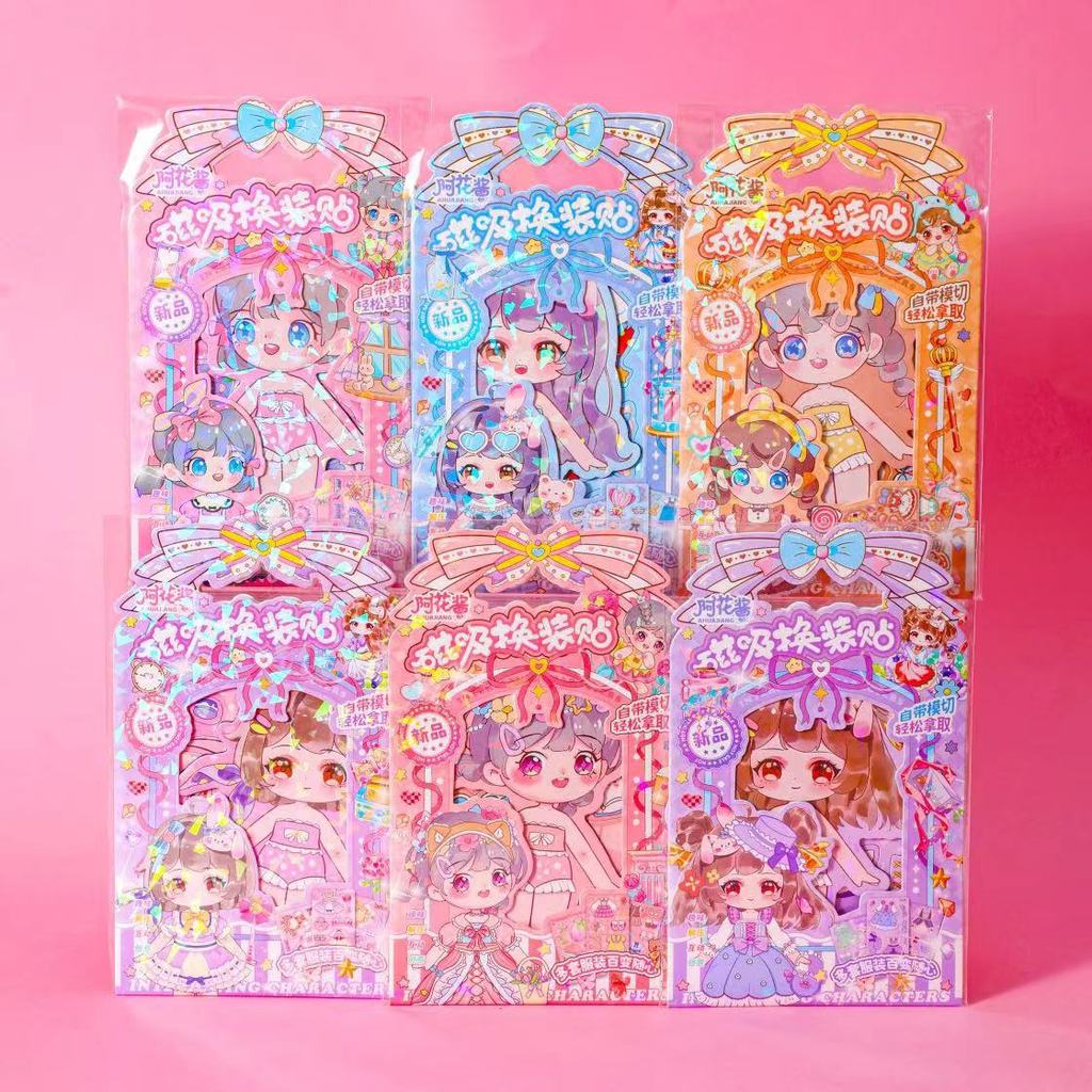 สินค้า Super Style Ahua Sauce Magnetic Dress-up สติกเกอร์ตู้เย็นหญิง Handmade diy ของเล่นเปลี่ยนชุดห
