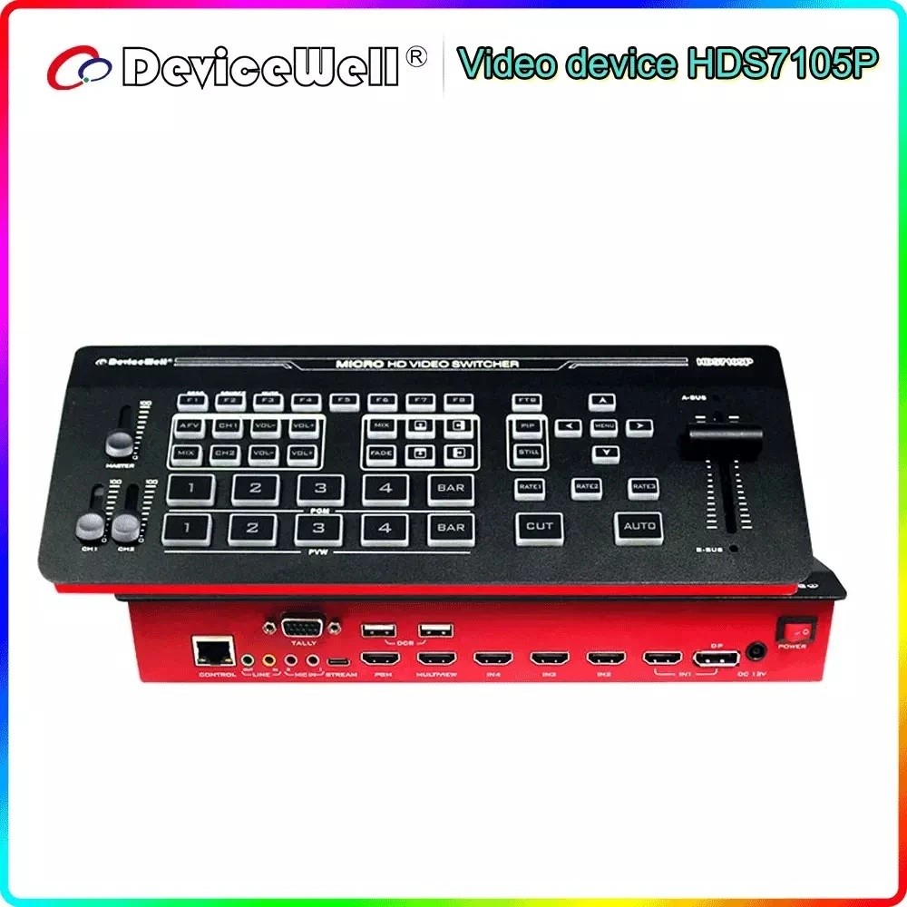 สินค้าคงคลังใหม่ยี่ห้อใหม่ DeviceWell HDS7105P Video Switcher 5-CH Video Switcher 4 * HD-MI-เข้ากันไ