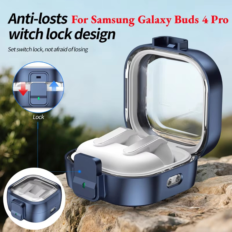 2026 New เคส Samsung Galaxy Buds4 / Buds4 Pro โปรงใส ตั้งมือถือได้ ป้องกันหาย พร้อมที่คล้อง 【COD】