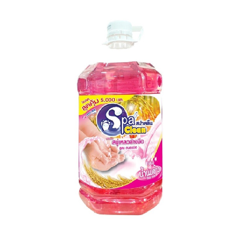 SPACLEAN สบู่เหลวล้างมือ กลิ่นน้ำนมข้าว สีชมพู ขนาด 5,000 มล.