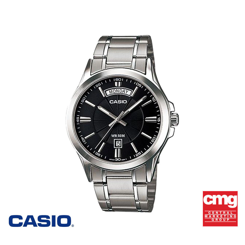 CASIO นาฬิกาข้อมือ CASIO รุ่น MTP-1381D-1AVDF วัสดุสเตนเลสสตีล สีดำ