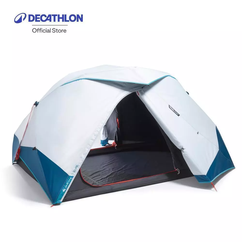 Decathlon Camping Tent 2 Seconds Easy เต็นท์สำหรับ 2 คนรุ่น 2 Seconds Easy ผ้า Fresh & Black - White/Blue
